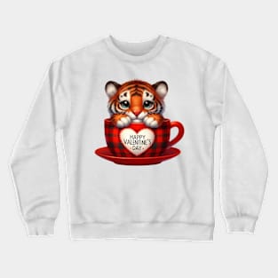 Valentine Tiger In Tea Cup Crewneck Sweatshirt